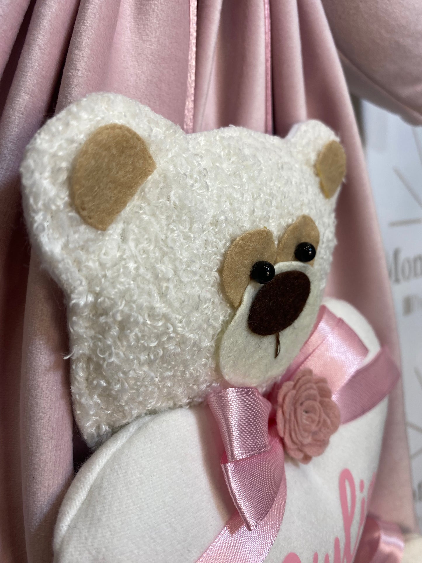 Fiocco Nascita Velluto Personalizzato con Teddy