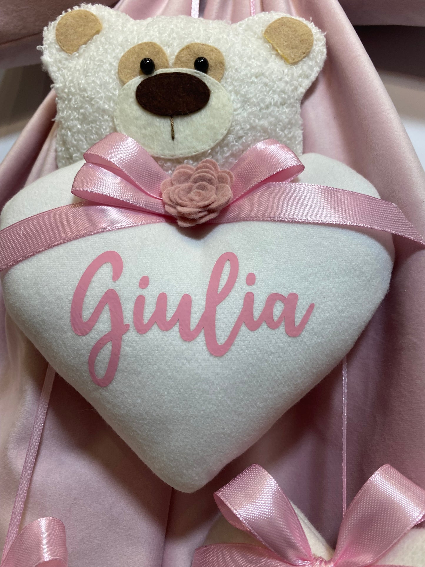 Fiocco Nascita Velluto Personalizzato con Teddy