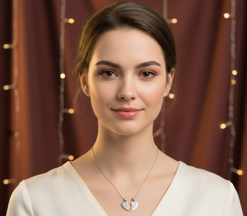 Collana Cuore Spezzato Personalizzata – Ciondolo in Acciaio Inossidabile per Coppie o Migliori Amici