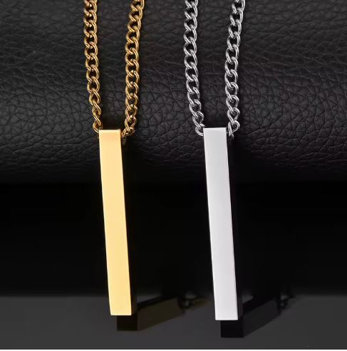 Collana barra verticale 3d – Acciaio Inossidabile