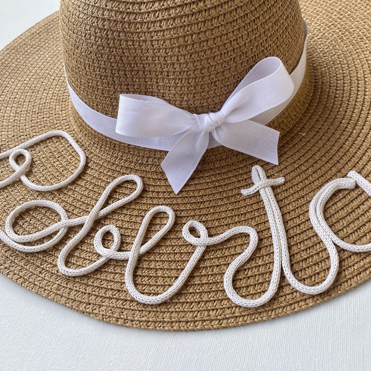 Cappello CAPRI paglia con nome Personalizzato in corda