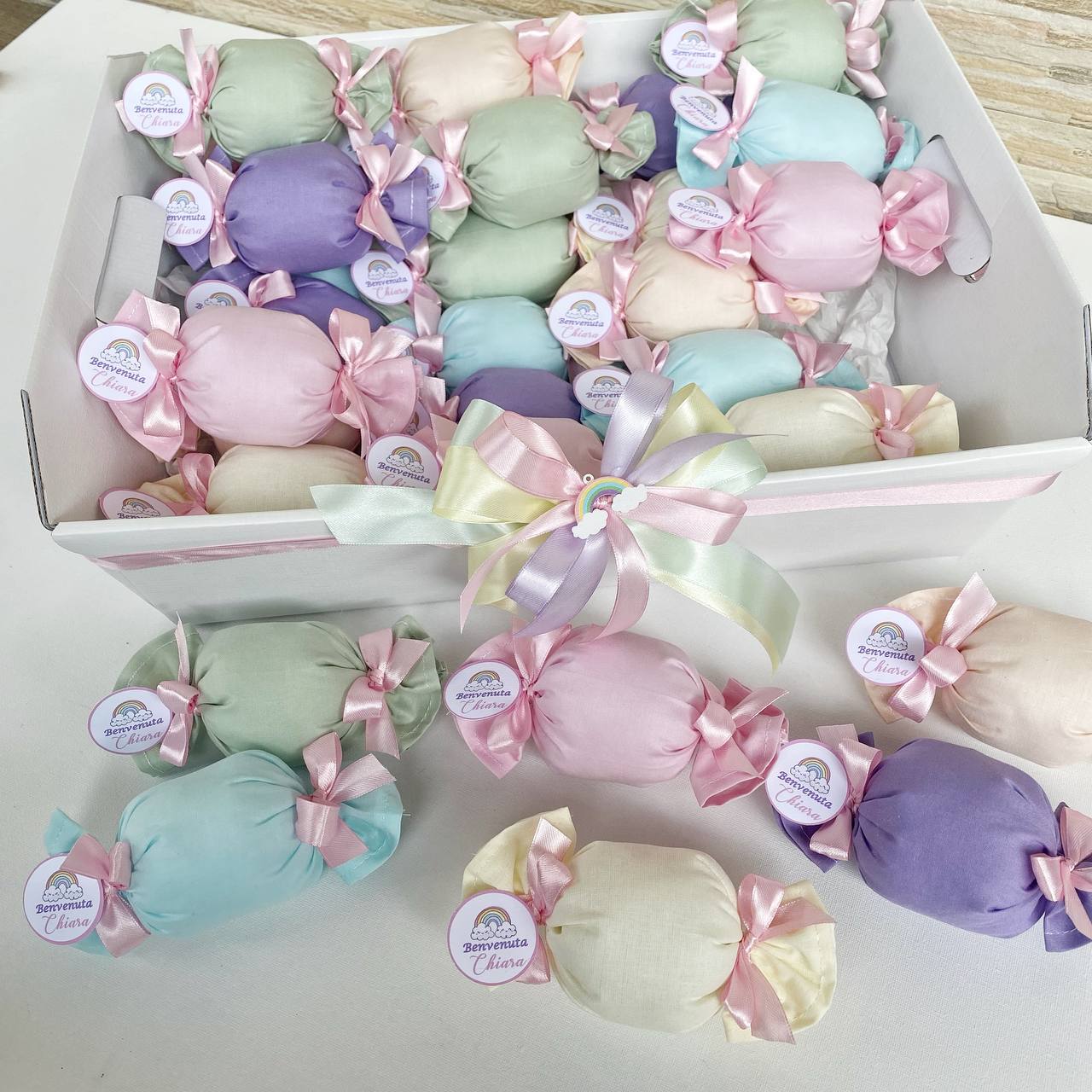 Bomboniera Caramella artigianale in cotone portaconfetti