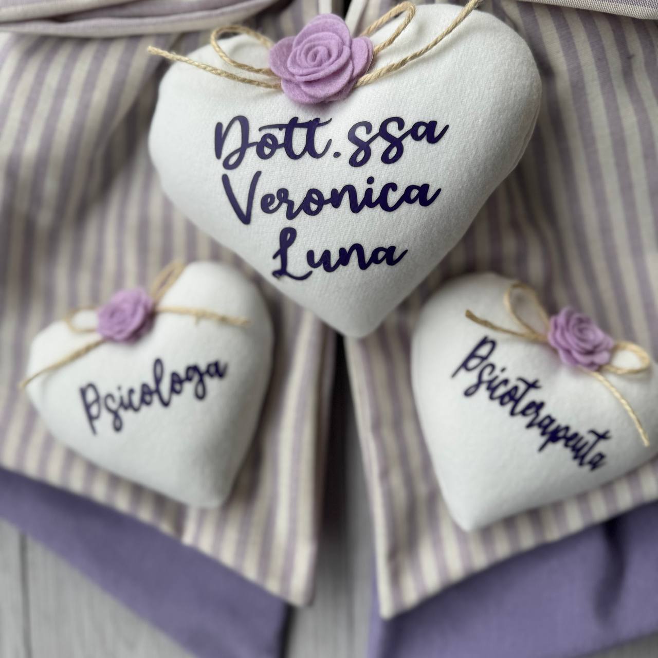 Fiocco Nascita Doppia Stoffa Personalizzato con cuori