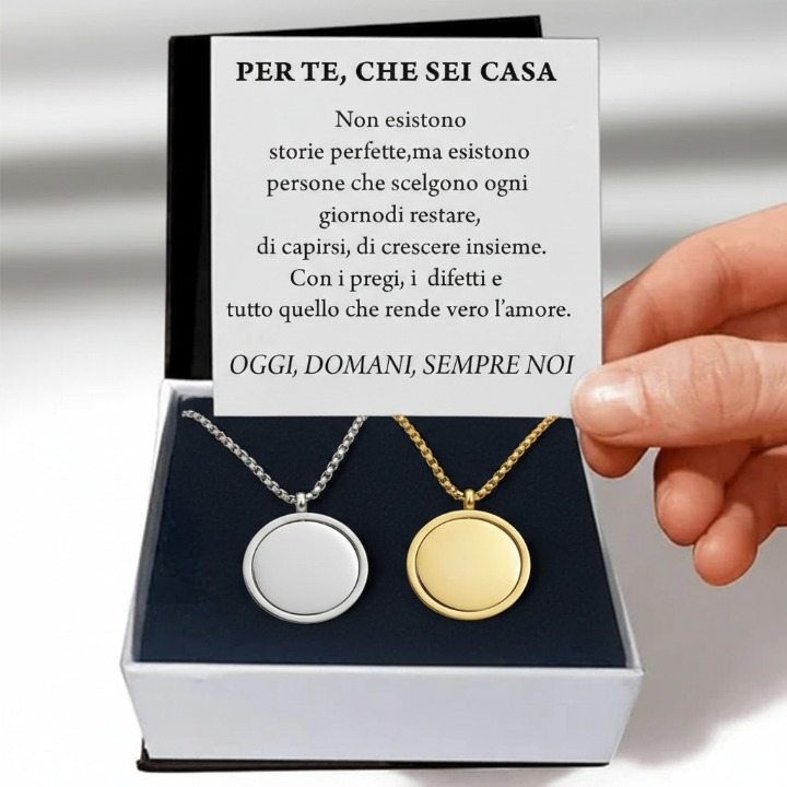 Collana Spinner medaglione girevole in Acciaio Inossidabile