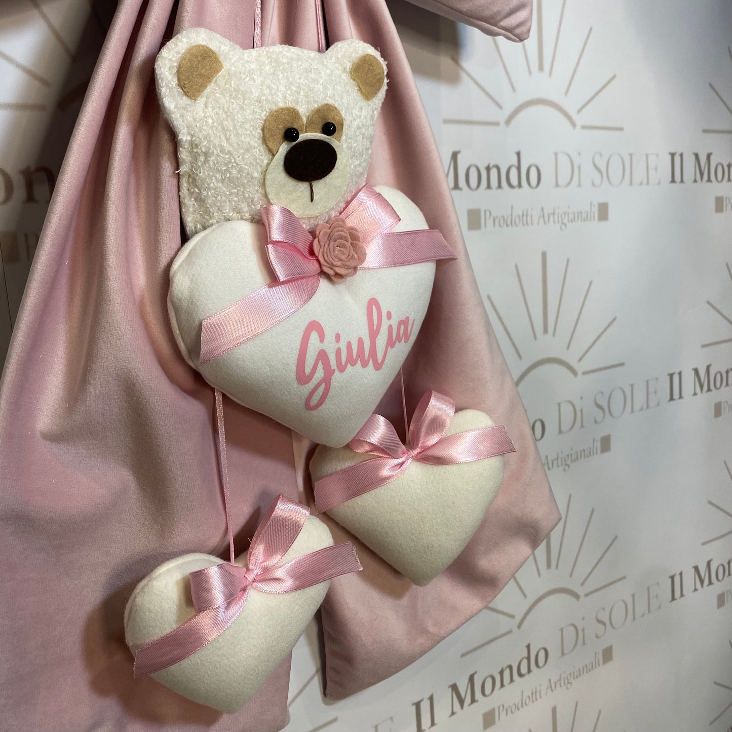 Fiocco Nascita Velluto Personalizzato con Teddy