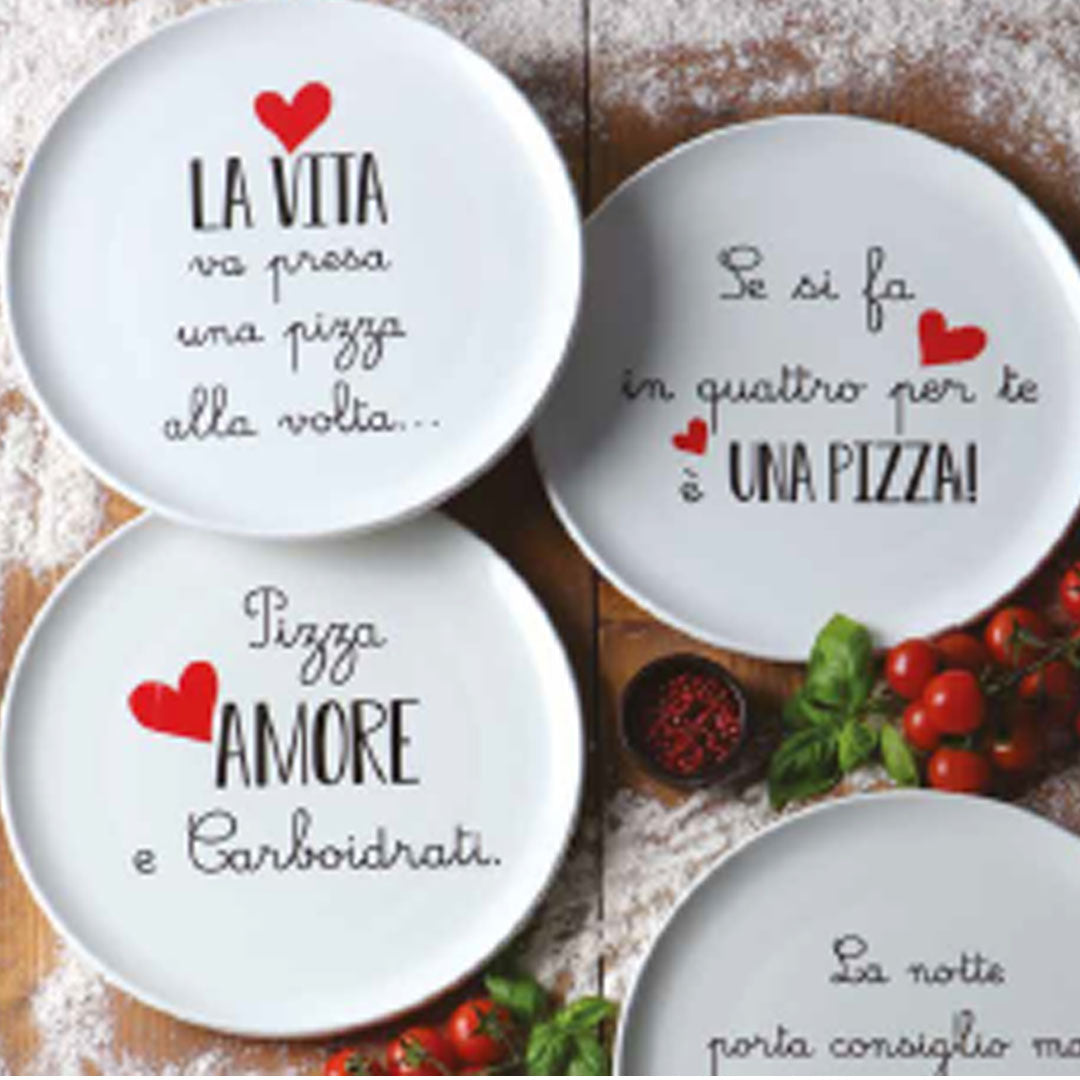 🍕 Set 3 Piatti Pizza con Frasi Divertenti – Idea Regalo Originale per Amanti della Pizza