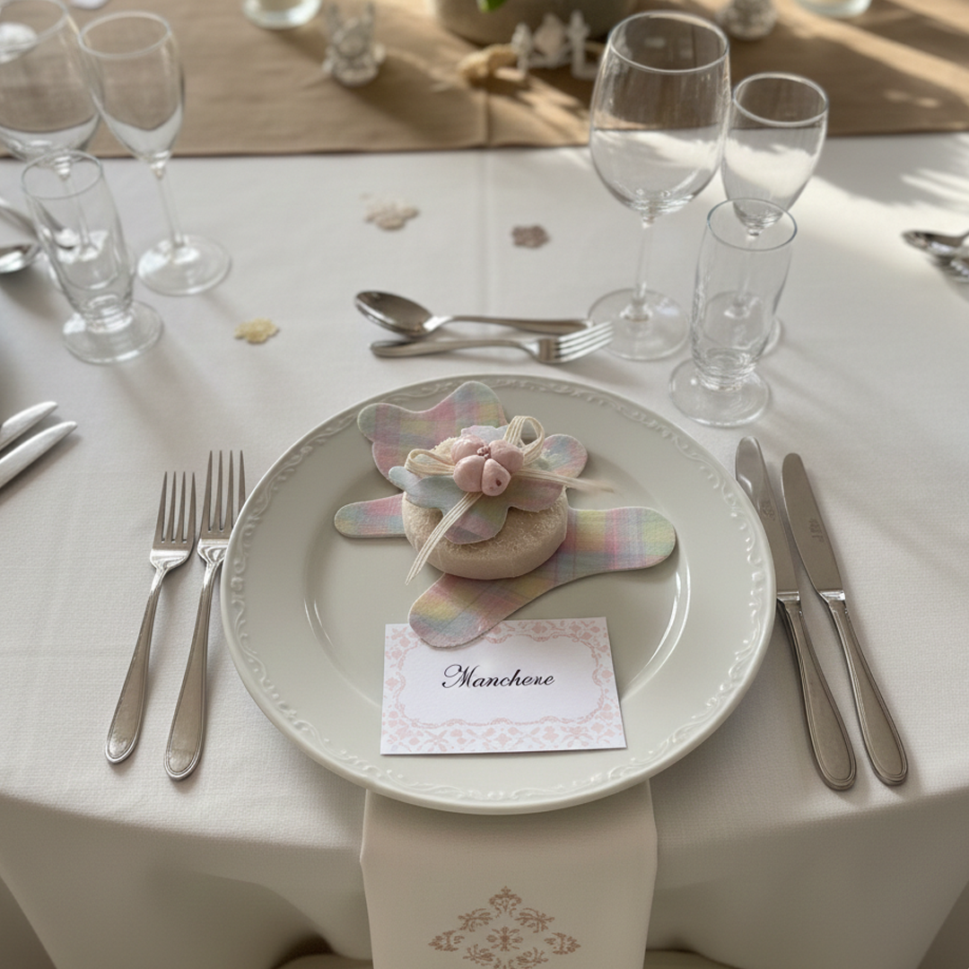 Segnaposto Orsetto "Nuvola di Pastello" con saponetta profumata - Bomboniera e Decorazione Artigianale