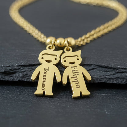 Collana Personalizzata con Ciondoli Charm Bambini  – Acciaio Inossidabile