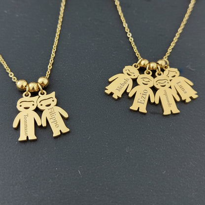 Collana Personalizzata con Ciondoli Charm Bambini  – Acciaio Inossidabile