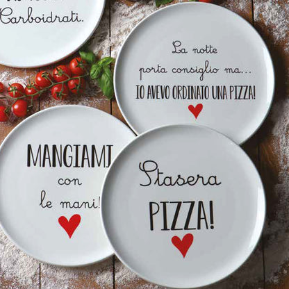 🍕 Set 3 Piatti Pizza con Frasi Divertenti – Idea Regalo Originale per Amanti della Pizza