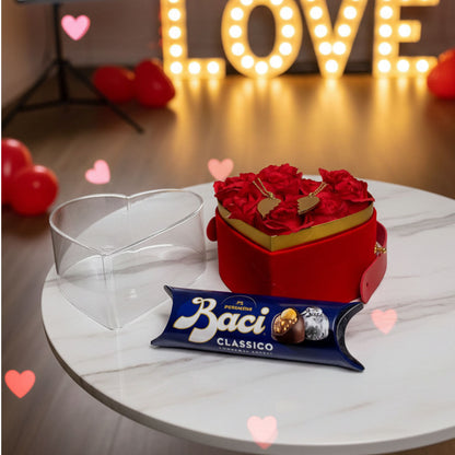 Il Regalo di San Valentino Perfetto: 2 Gioielli a Scelta: Peluche, Rosa LED, Scatola,Baci perugina