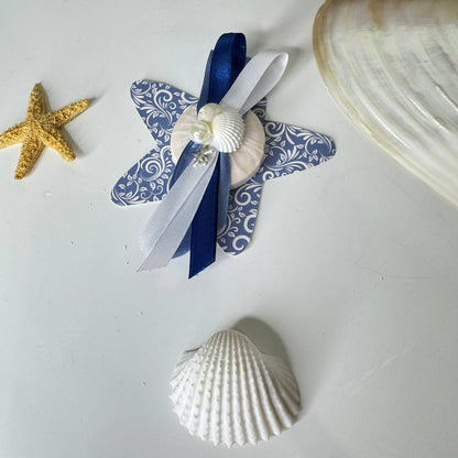 Segnaposto Profumato "Oltremare" – Stella in Cartoncino con Saponetta Artigianale e Nappina