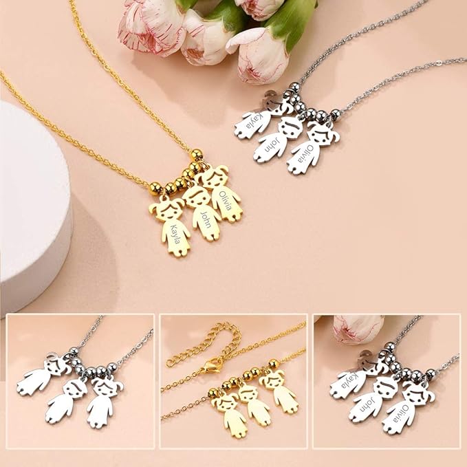 Collana Personalizzata con Ciondoli Charm Bambini  – Acciaio Inossidabile