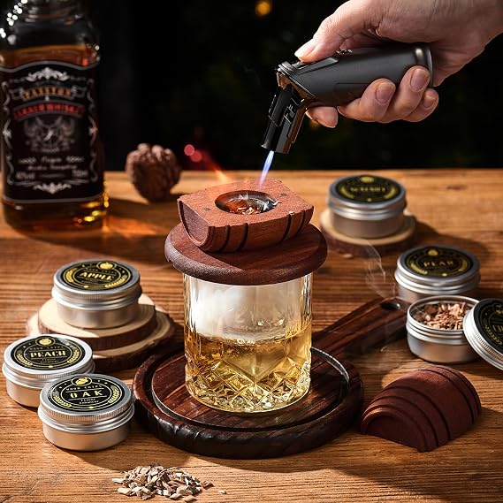 Kit Affumicatura Cocktail e Whisky con Pistola Bruciatore, Trucioli Aromatici e Accessori | Idea Regalo