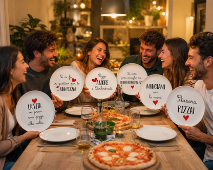 🍕 Set Piatti Pizza con Frasi Divertenti – Idea Regalo Originale per Amanti della Pizza
