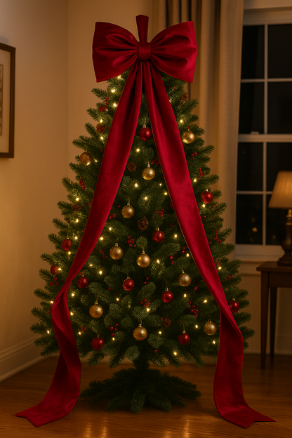 Fioccone velluto puntale albero di natale MAXI GIGANTE CODE 2 METRI