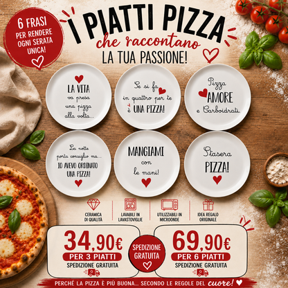 🍕 Set Piatti Pizza con Frasi Divertenti – Idea Regalo Originale per Amanti della Pizza