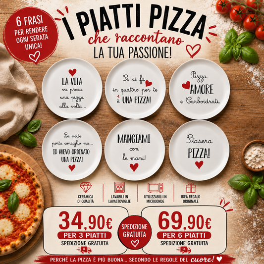 🍕 Set Piatti Pizza con Frasi Divertenti – Idea Regalo Originale per Amanti della Pizza