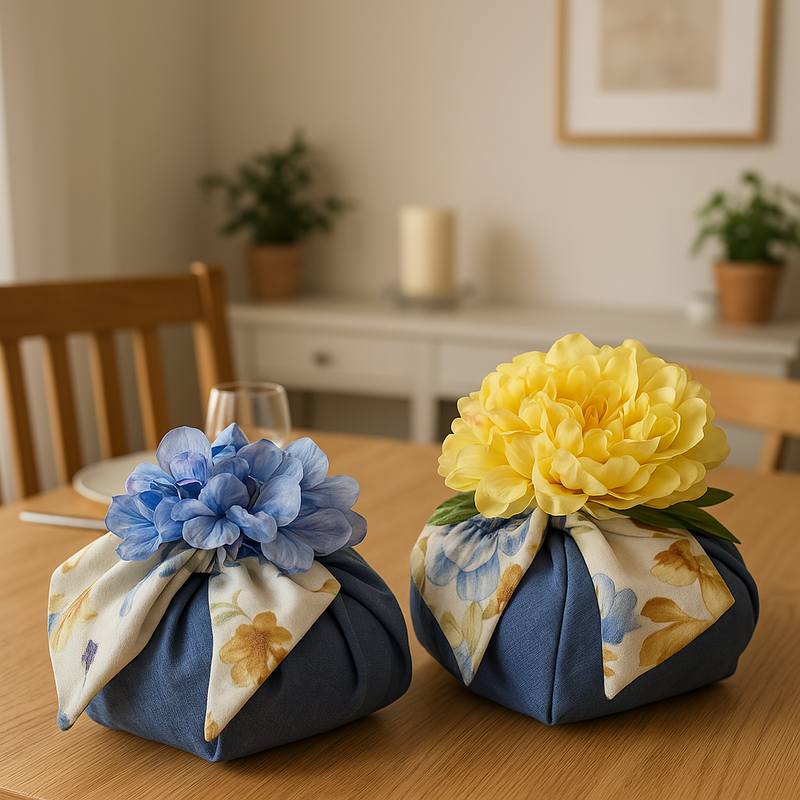 Pouf Decorativo in stoffa e satin con fiori