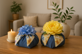 Pouf Decorativo in stoffa e satin con fiori