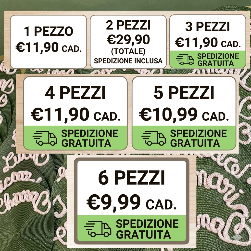 La tovaglietta impermeabile 38 cm con nome, rende speciale la tua tavola