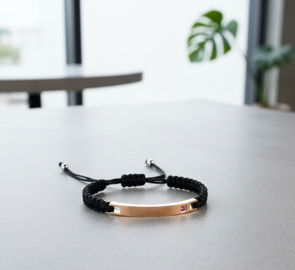 Bracciale con cordino e placca personalizzabile | Acciaio Inossidabile con Incisione