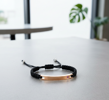 Bracciale con cordino e placca personalizzabile | Acciaio Inossidabile con Incisione