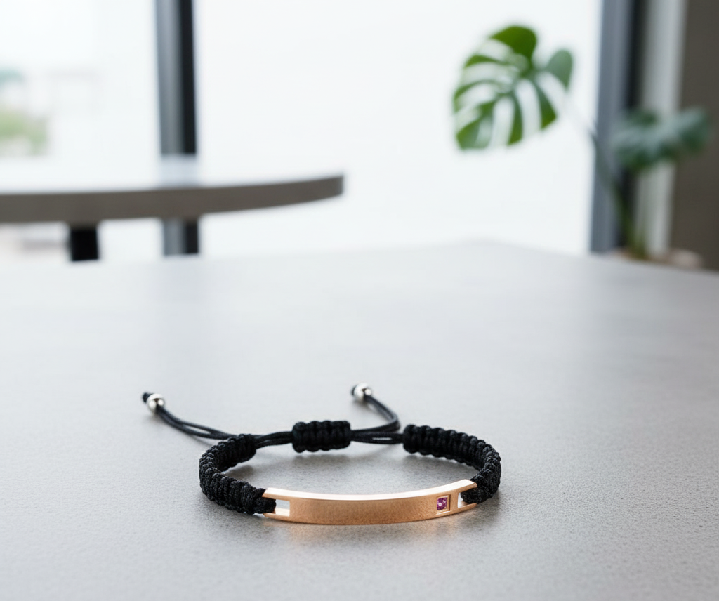 Bracciale con cordino e placca personalizzabile | Acciaio Inossidabile con Incisione