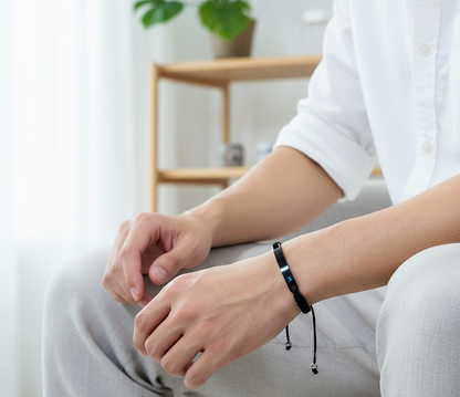 Bracciale con cordino e placca personalizzabile | Acciaio Inossidabile con Incisione