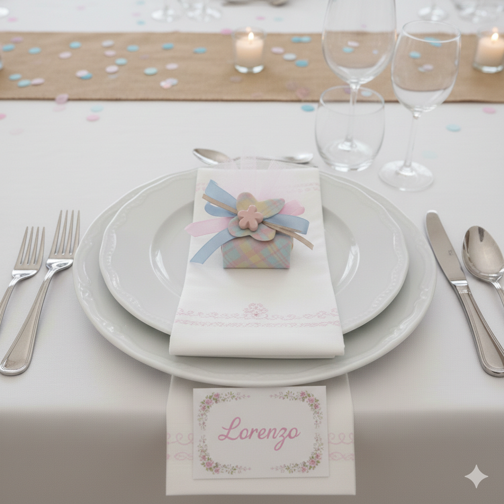 Appendino con Saponetta Profumata Trama rosa e fiorellino ceramica - bomboniera