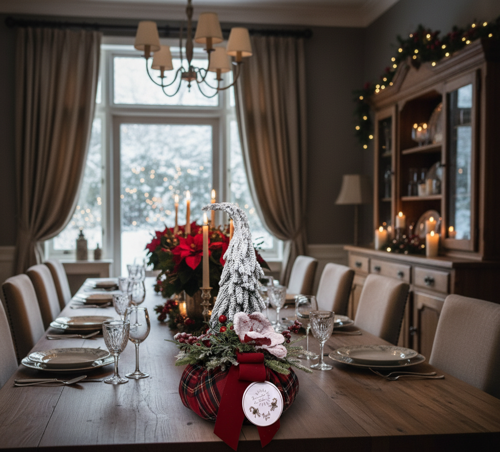 Pouf Centrotavola Natalizio Artigianale Decorativo “Fiocco di Neve” – Eleganza e Calore per la tua Casa