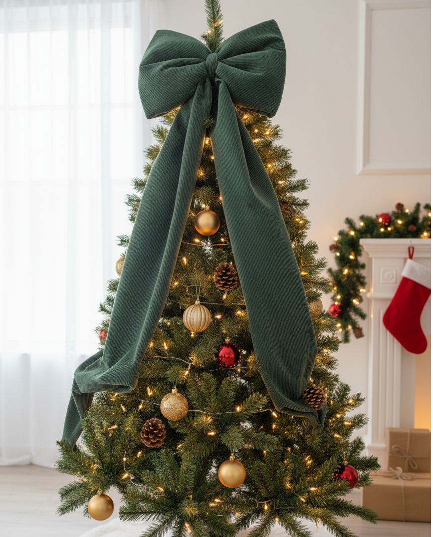 Fioccone velluto puntale albero di natale MAXI GIGANTE CODE 2 METRI