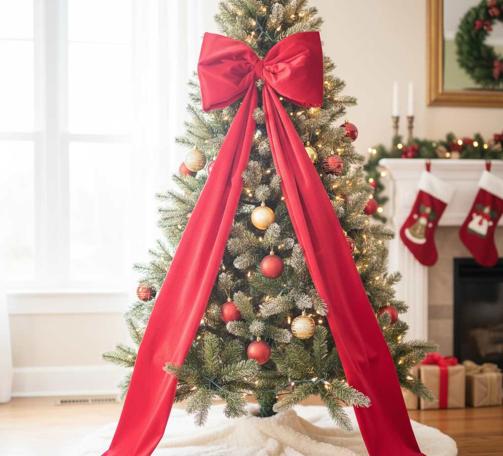 Fioccone velluto puntale albero di natale MAXI GIGANTE CODE 2 METRI