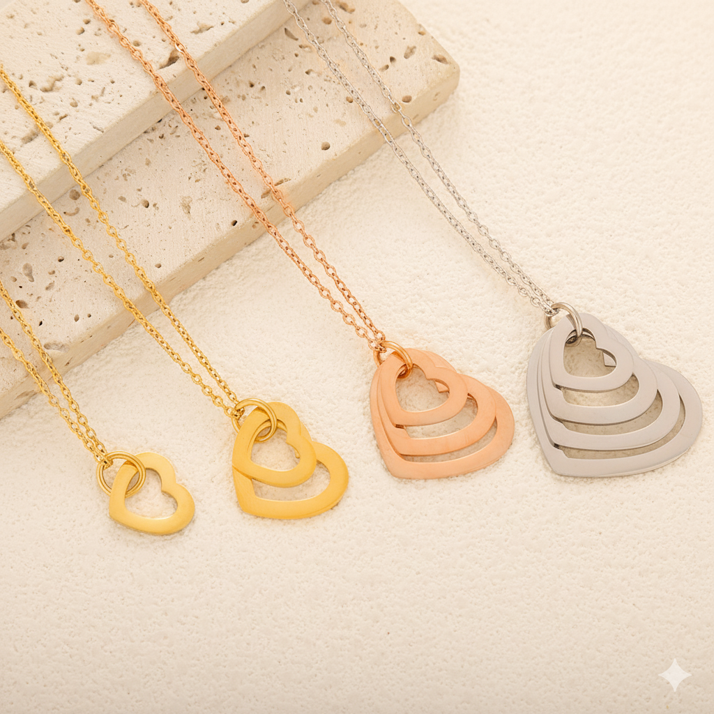 Collana Cuori multipli Personalizzata con Nomi Incisi