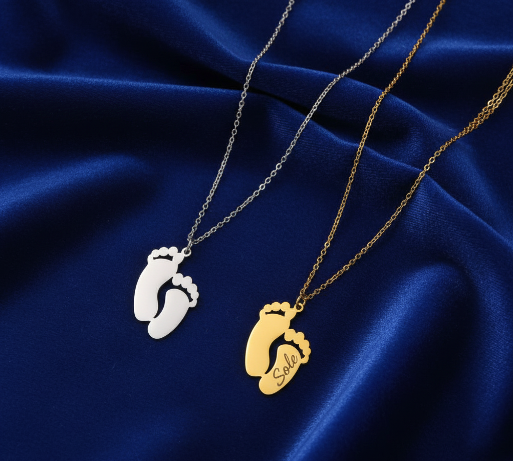 Collana Piedini Personalizzata con Nome –Silver o Gold