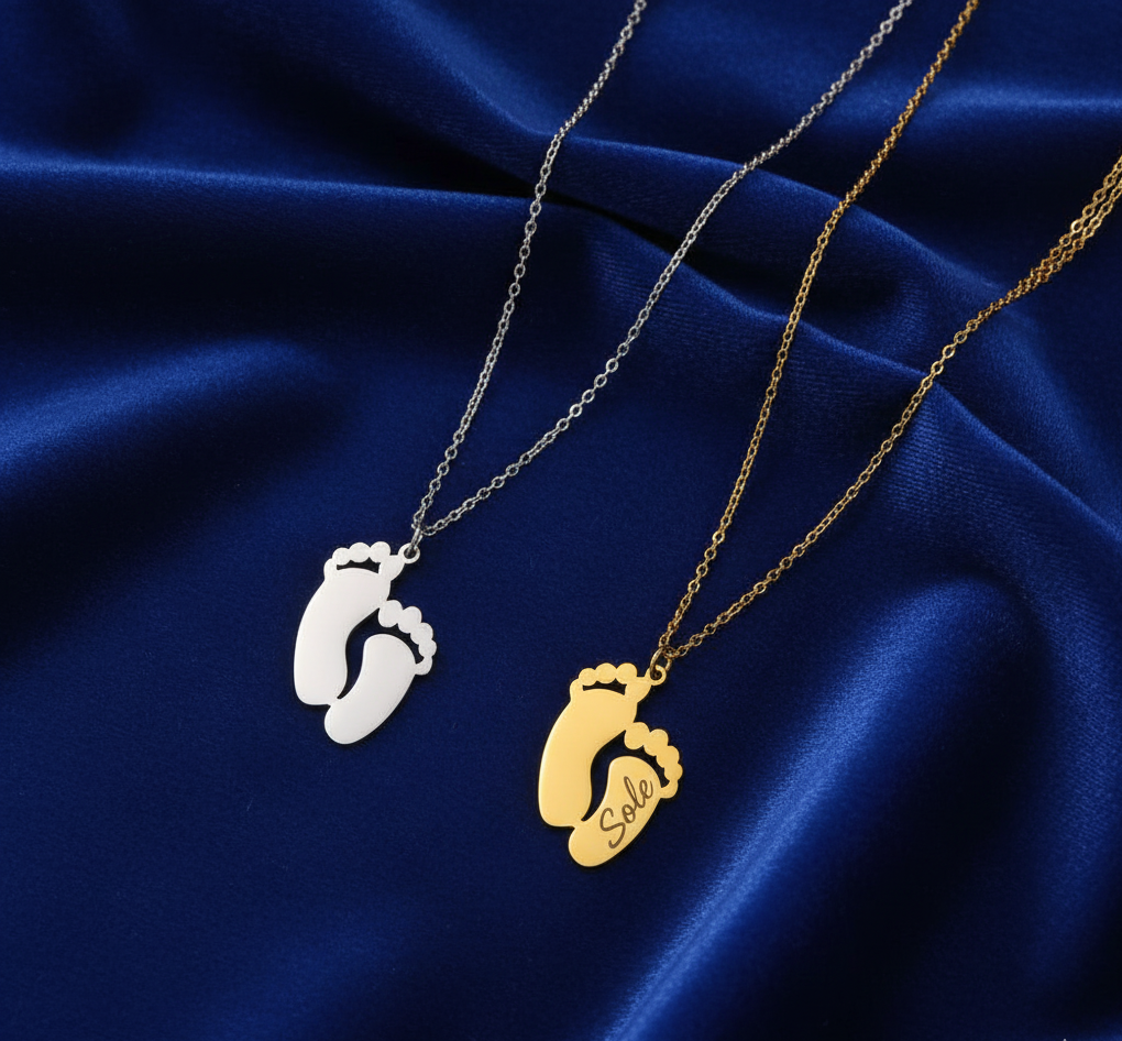 Collana Piedini Personalizzata con Nome –Silver o Gold