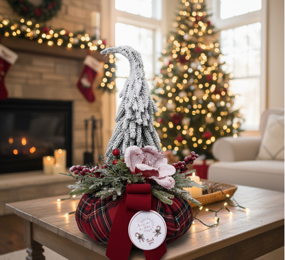 Pouf Centrotavola Natalizio Artigianale Decorativo “Fiocco di Neve” – Eleganza e Calore per la tua Casa