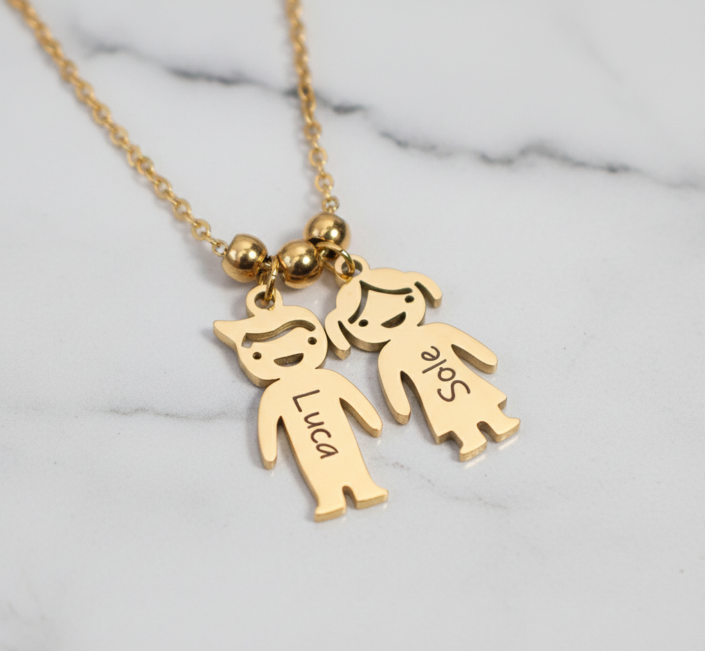 Collana Personalizzata con Ciondoli Charm Bambini  – Acciaio Inossidabile