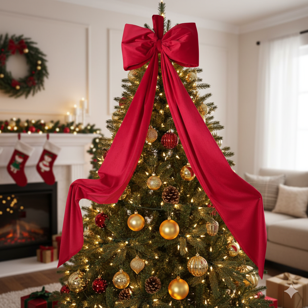 Fioccone velluto puntale albero di natale MAXI GIGANTE CODE 2 METRI