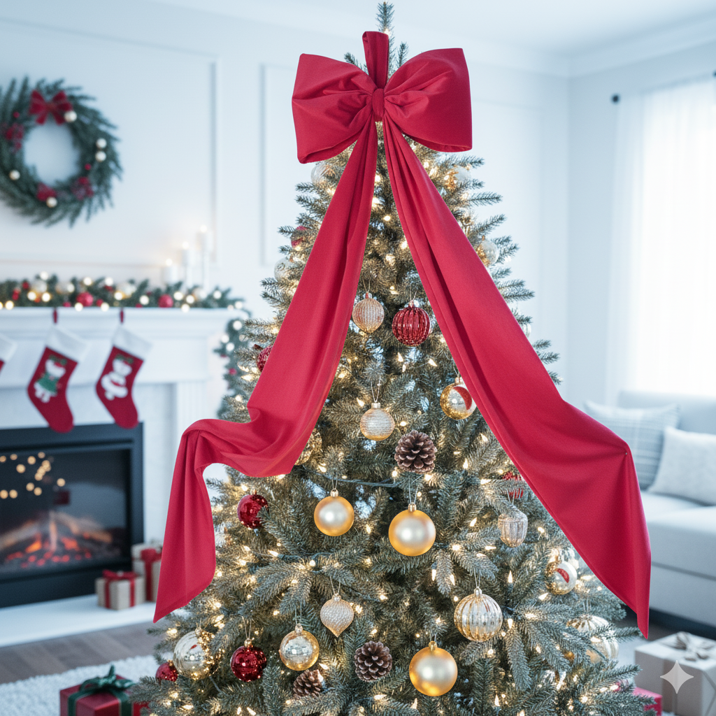 Fioccone velluto puntale albero di natale MAXI GIGANTE CODE 2 METRI