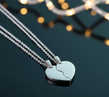 Collana Cuore Spezzato Personalizzata – Ciondolo in Acciaio Inossidabile per Coppie o Migliori Amici