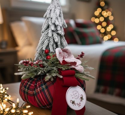 Pouf Centrotavola Natalizio Artigianale Decorativo “Fiocco di Neve” – Eleganza e Calore per la tua Casa