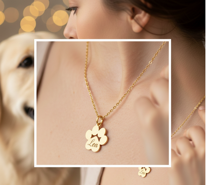 Collana con ciondolo impronta zampa in acciaio inossidabile– Personalizzata e raffinata