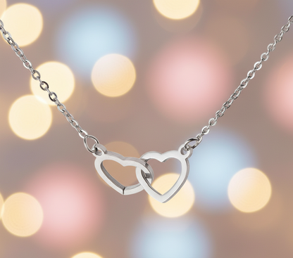 Collana Doppio Cuore agganciato in Acciaio Inossidabile