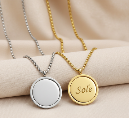 Collana Spinner medaglione girevole Personalizzato – Nome o Data Incisa in Acciaio Inossidabile