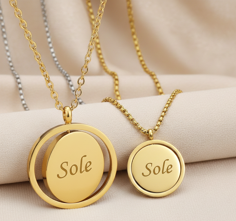 Collana Spinner medaglione girevole Personalizzato – Nome o Data Incisa in Acciaio Inossidabile