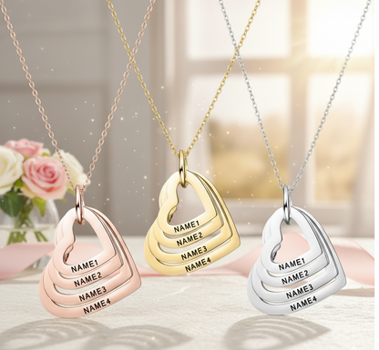 Collana Cuori multipli Personalizzata con Nomi Incisi