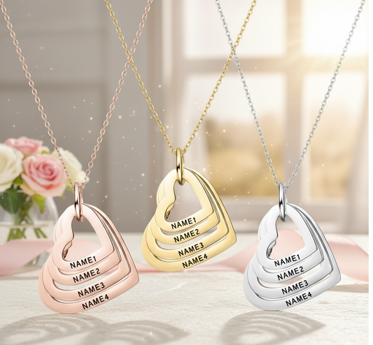 Collana Cuori multipli Personalizzata con Nomi Incisi