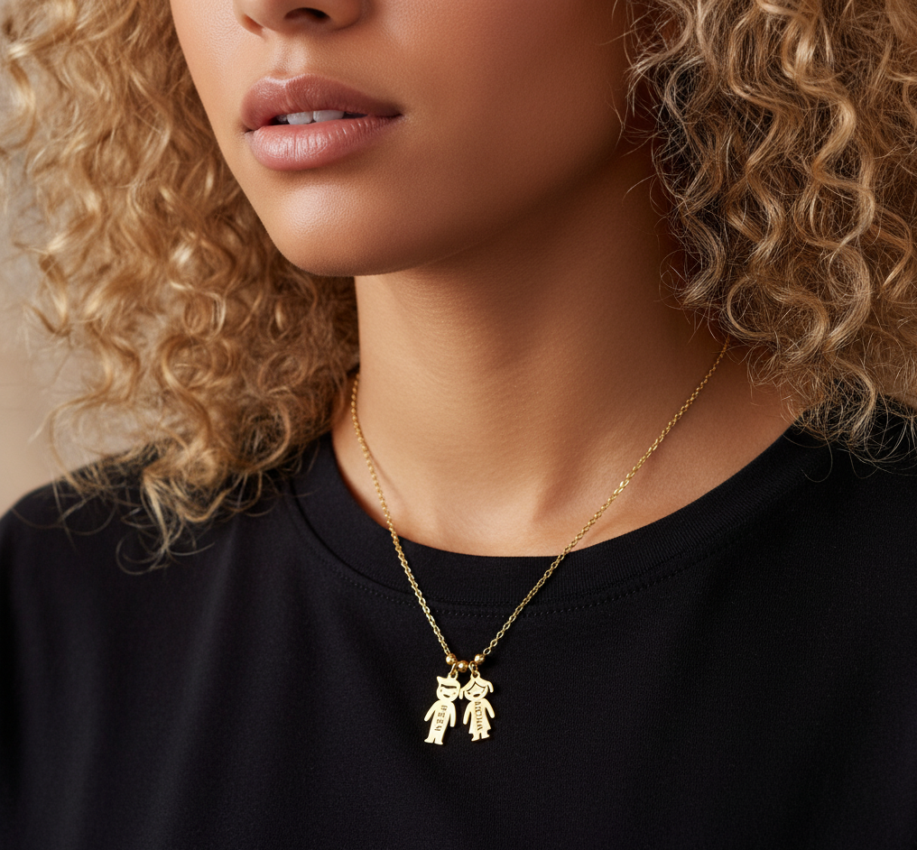 Collana Personalizzata con Ciondoli Charm Bambini  – Acciaio Inossidabile