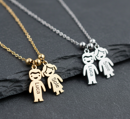 Collana Personalizzata con Ciondoli Charm Bambini  – Acciaio Inossidabile